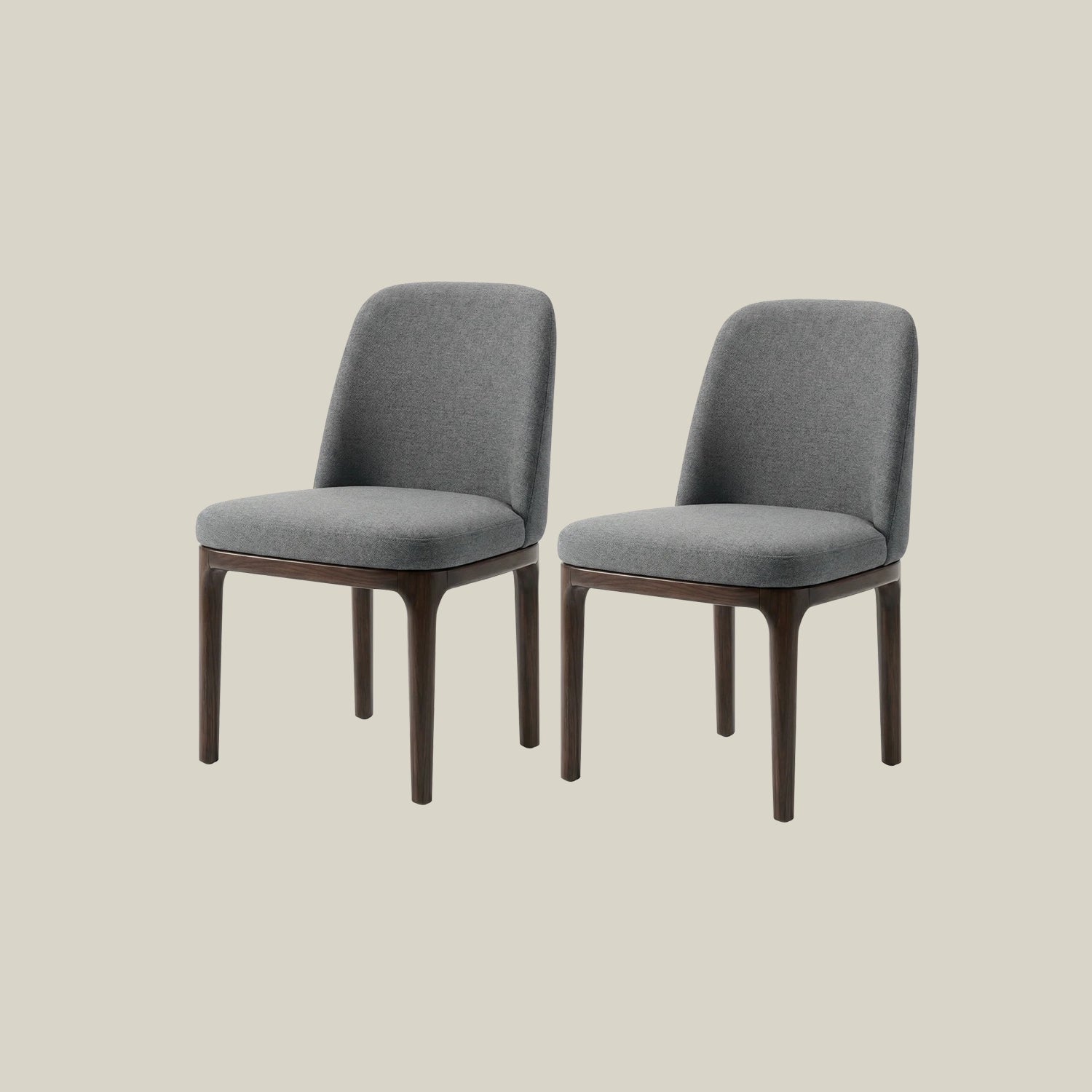 Solid Rubberwood Dining Chair with Linen Upholstery