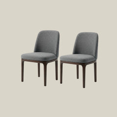 Solid Rubberwood Dining Chair with Linen Upholstery