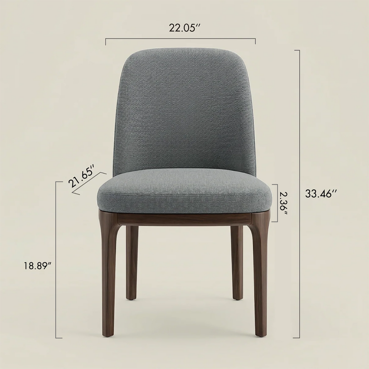 Solid Rubberwood Dining Chair with Linen Upholstery