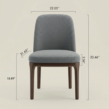 Solid Rubberwood Dining Chair with Linen Upholstery