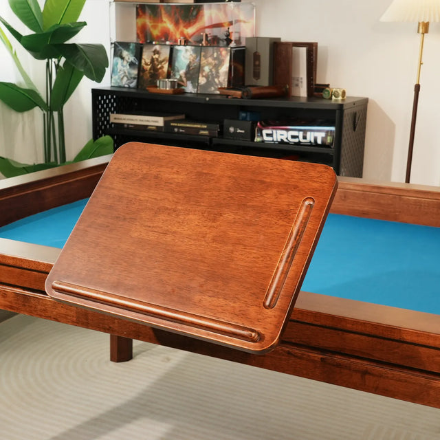 Solid wood swivel side desk attached to a premium board game table