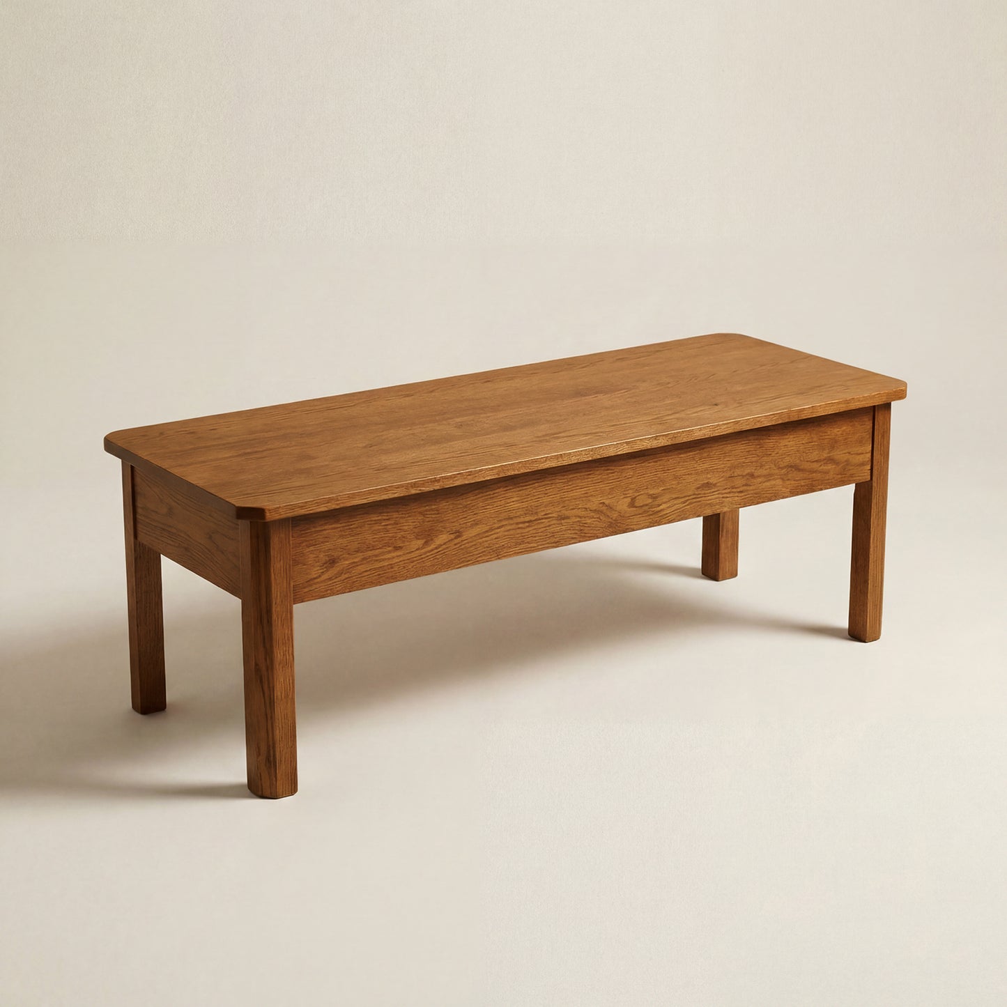Rubberwood Storage Bench with Adjustable Height Oak