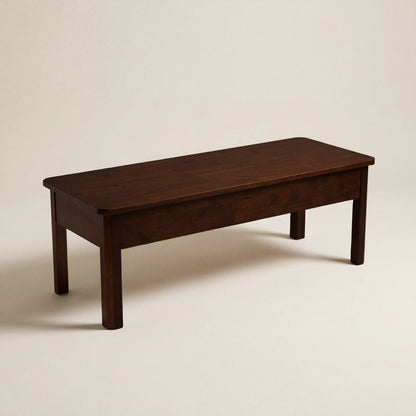 Rubberwood Storage Bench with Adjustable Height Walnut