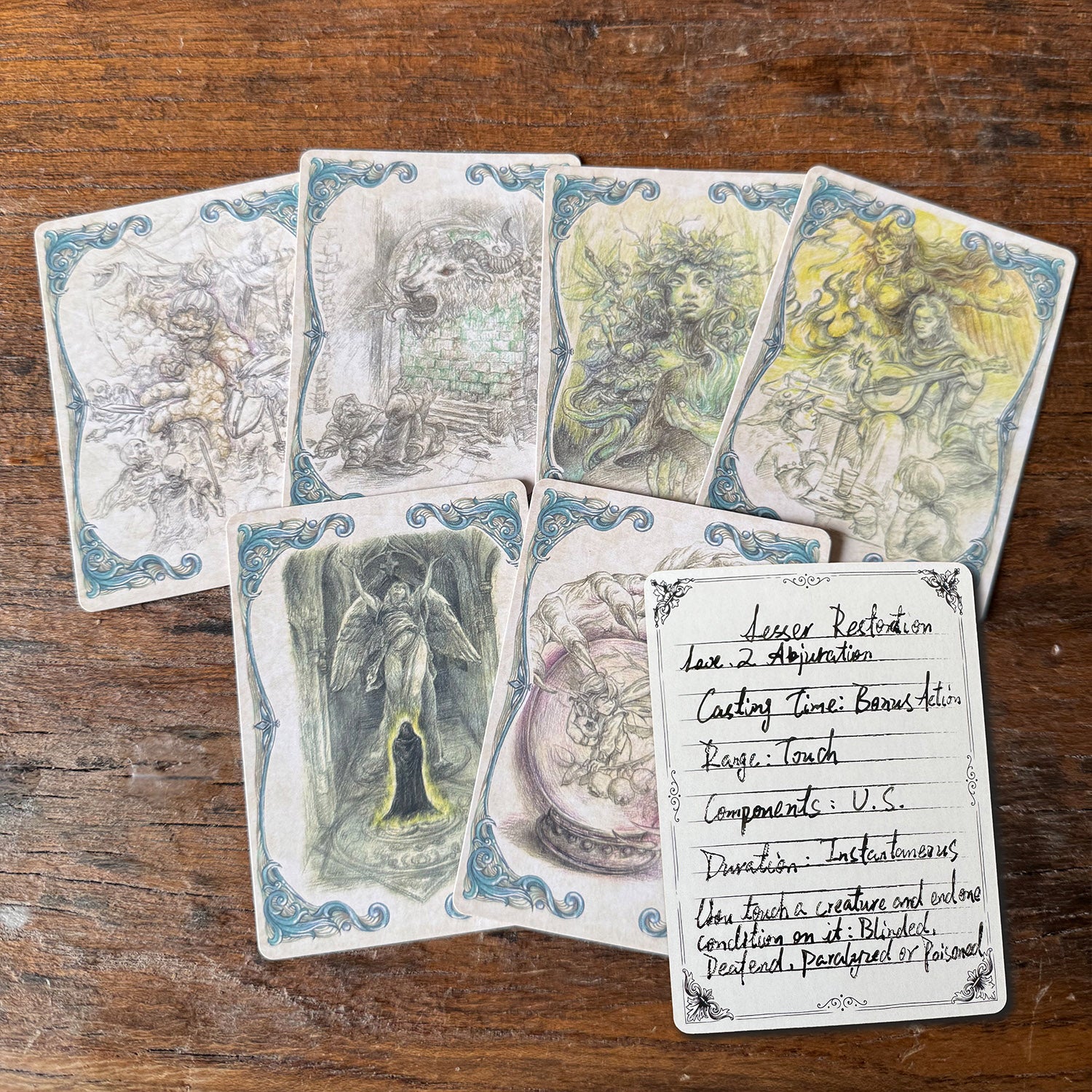 Spell card collection for TTRPGs