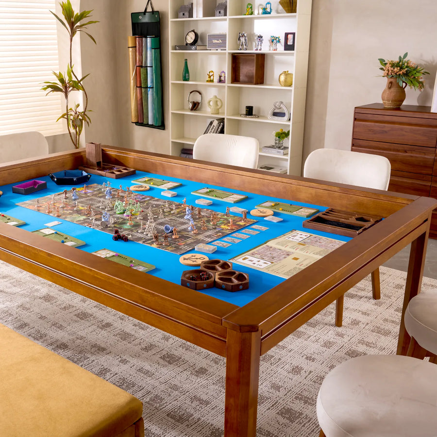 Kingswood 4x6' royal game table in solid rubberwood with a blue play surface.