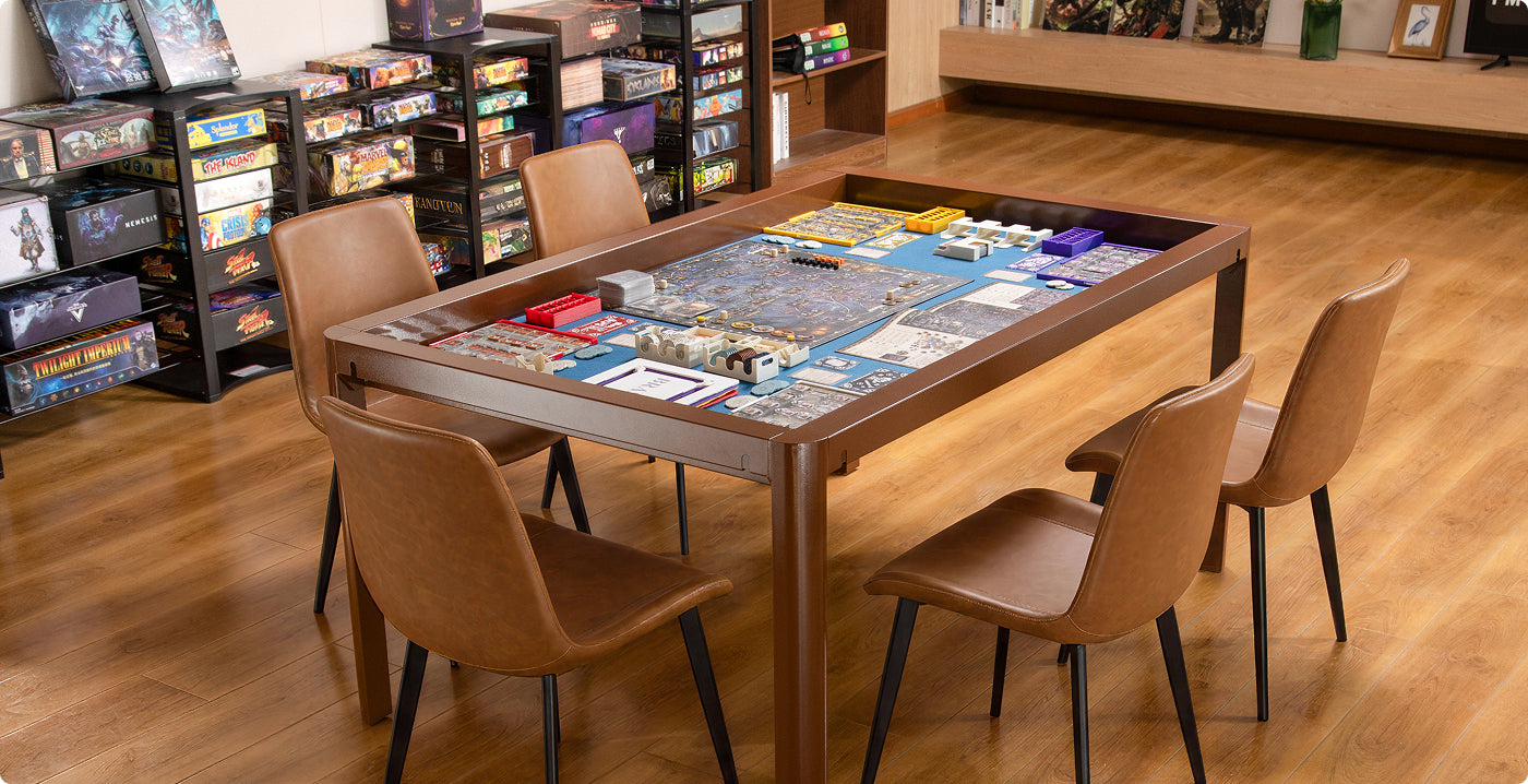 tabletop gaming table surrounded by chairs 