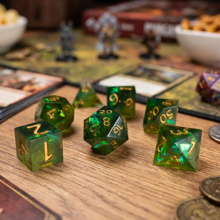 UV Color-Changing RPG Dice Set for D&D & Tabletop Games Green