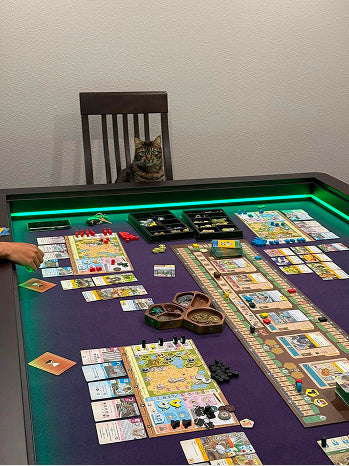 walnut board game table with tray