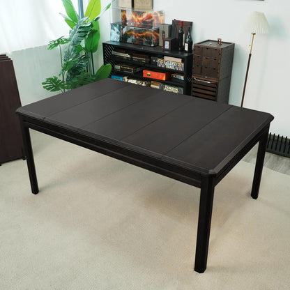 Wooden board game table with recessed play area and modern tabletop gaming design