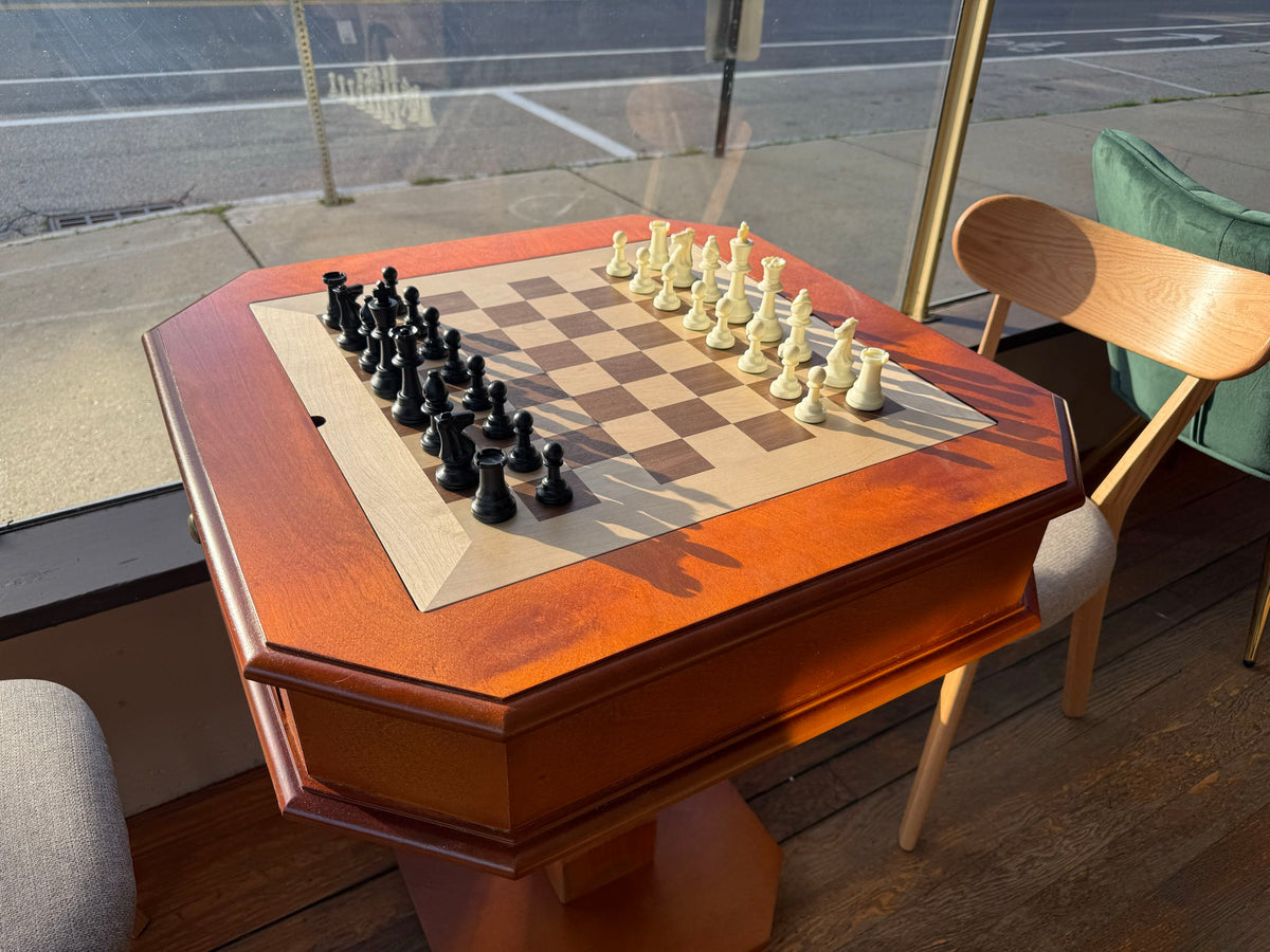 Reversible Chess & Checkers Game Table with Storage Drawers