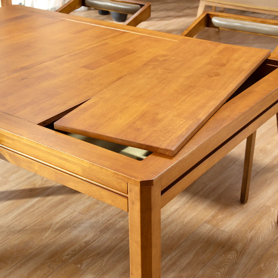 Kingswood 4x6' royal game table in solid rubberwood with a sliding top revealing storage.