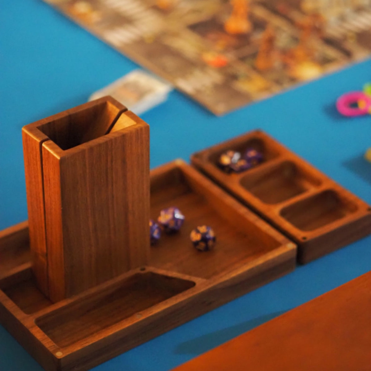 Wooden Magnetic Dice Tower with Tray