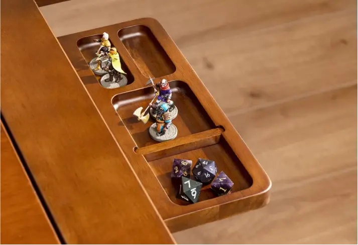 Wooden board game tray for organizing tabletop gaming accessories and components