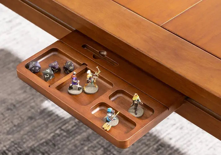 Wooden accessory tray for organizing cards tokens