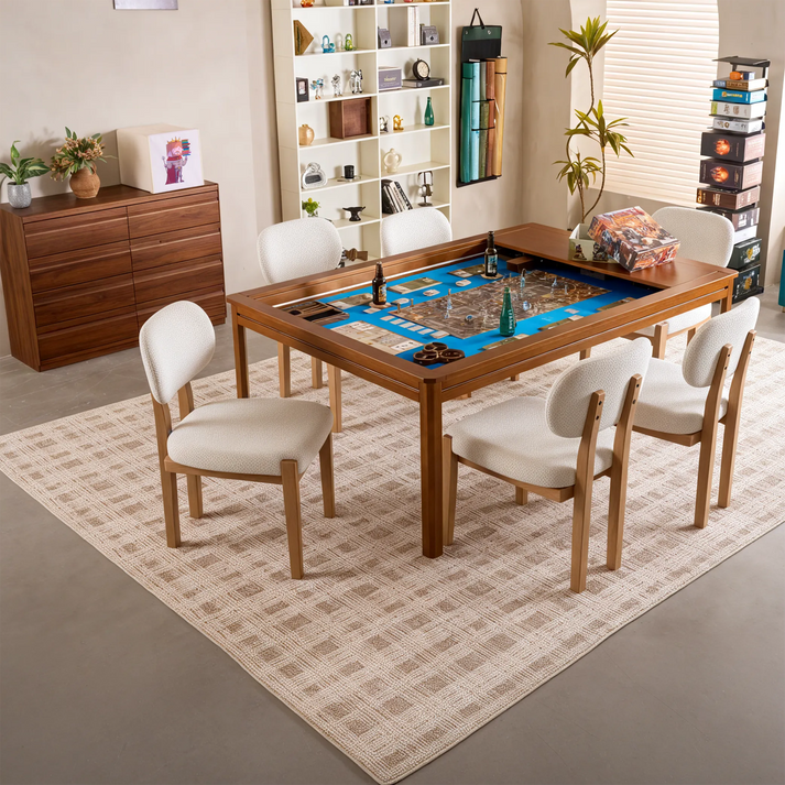 Wooden fabric upholstered gaming table chairs for board game nights